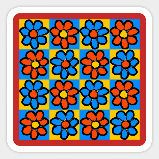retro pop art flower pattern Sticker by pauloneill-art